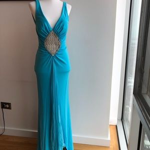 Nicole Bakti tourquoise long evening gown